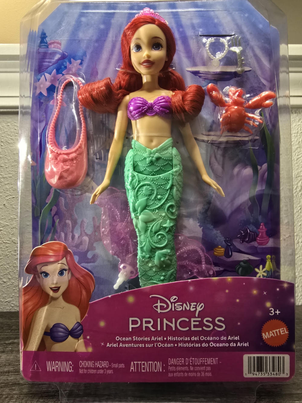Disney Ariel Mermaid Doll with Purple Top, Green Tail and Red Hair